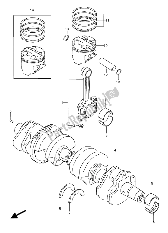 Toutes les pièces pour le Vilebrequin du Suzuki GSX 600 FUU2 1993