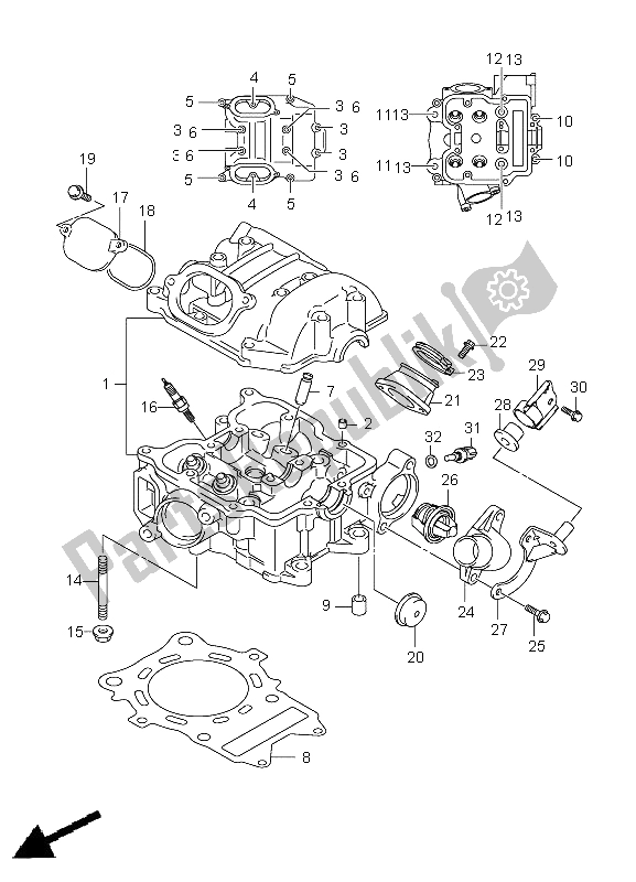 All parts for the Cylinder Head of the Suzuki LT A 500 XPZ Kingquad AXI 4X4 2009