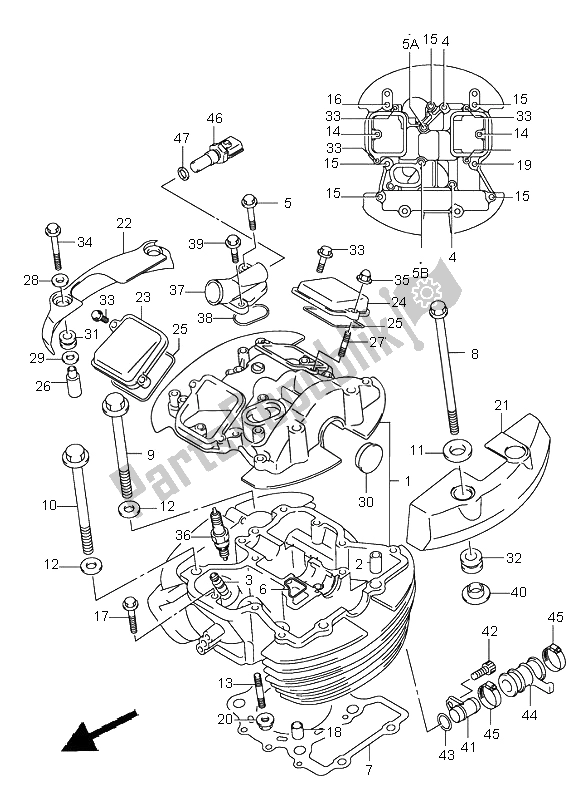 Tutte le parti per il Testata (anteriore) del Suzuki VL 800Z Volusia 2005