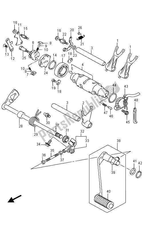 All parts for the Gear Shifting of the Suzuki VZ 800 Intruder 2015