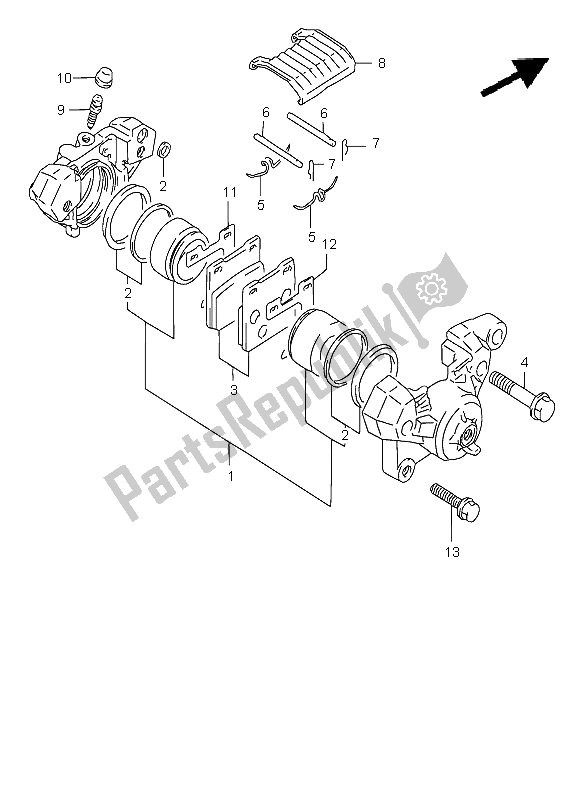 Toutes les pièces pour le étrier Arrière (gsf1200sa) du Suzuki GSF 1200 Nssa Bandit 1998