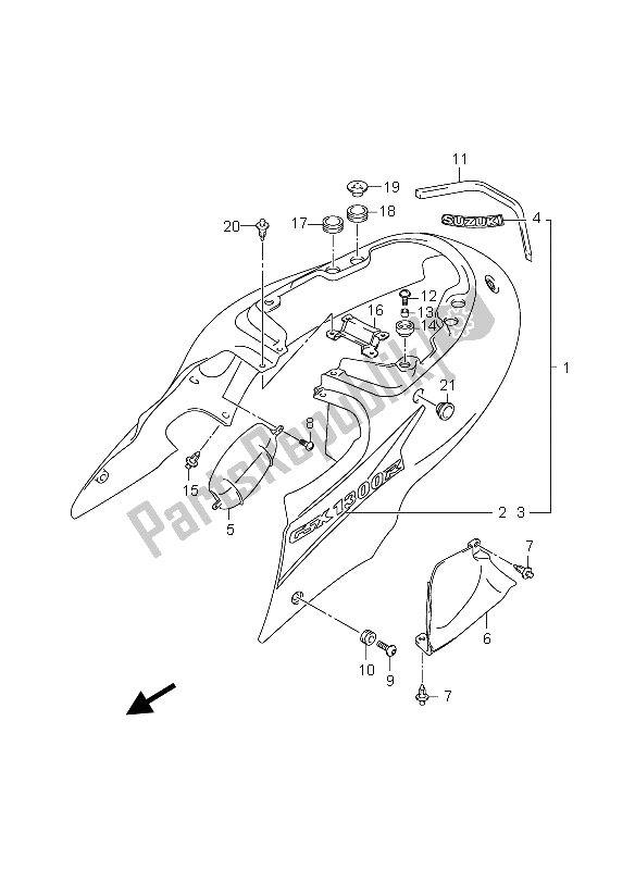 All parts for the Frame Cover of the Suzuki GSX 1300R Hayabusa 2006