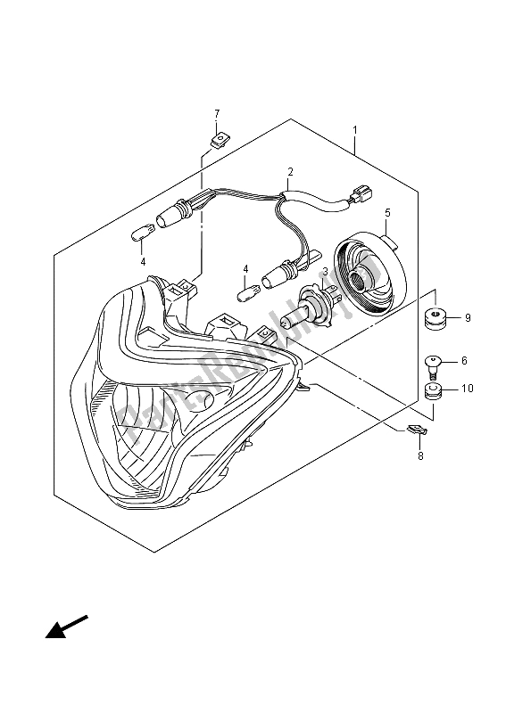 All parts for the Headlamp of the Suzuki GW 250 Inazuma 2015