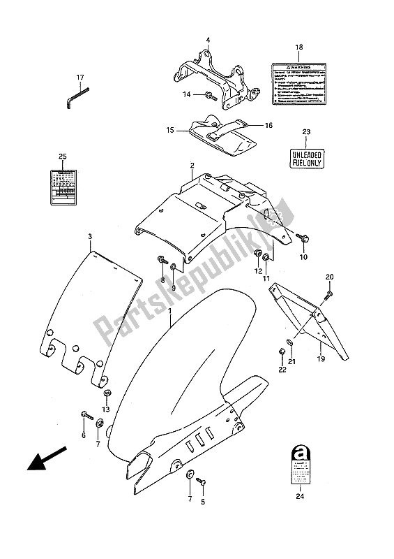 Tutte le parti per il Parafango Posteriore del Suzuki GSF 400 Bandit 1993