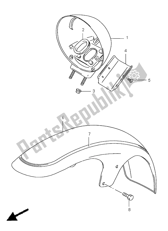 Todas las partes para Guardabarros Delantero de Suzuki VS 1400 Intruder 2001