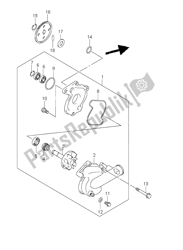 All parts for the Water Pump of the Suzuki SV 650 NS 2001