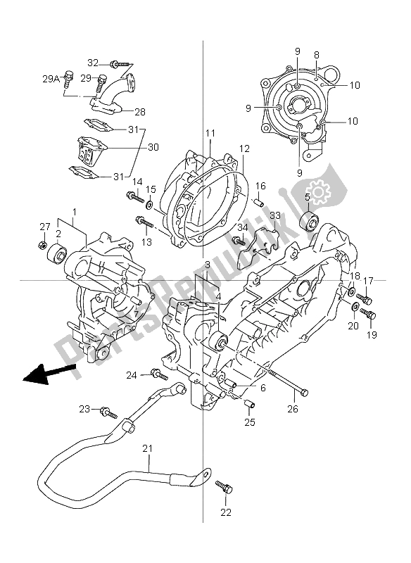 All parts for the Crankcase of the Suzuki TR 50S Street Magic 1999