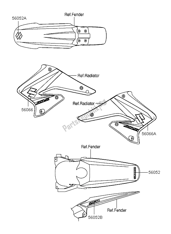 Tutte le parti per il Decalcomania del Suzuki RM Z 250 2005