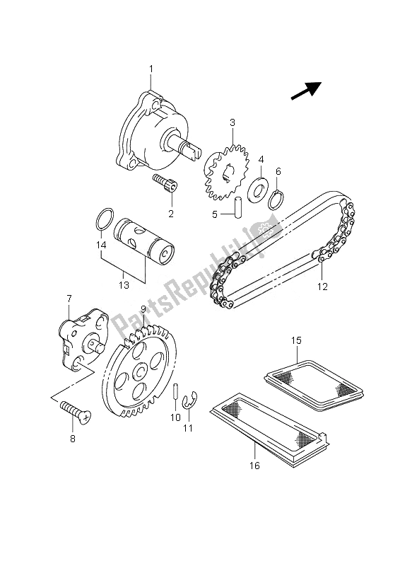 All parts for the Oil Pump of the Suzuki AN 650A Burgman Executive 2010