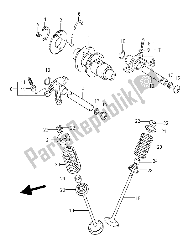 All parts for the Camshaft & Valve of the Suzuki LT A 400 Eiger 4X2 2003