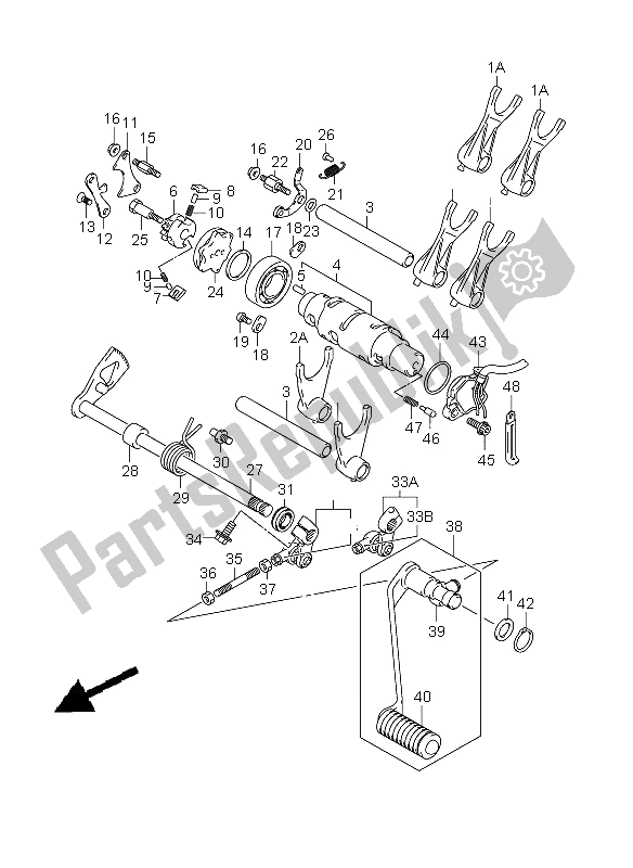 All parts for the Gear Shifting of the Suzuki VZ 800Z Intruder 2009