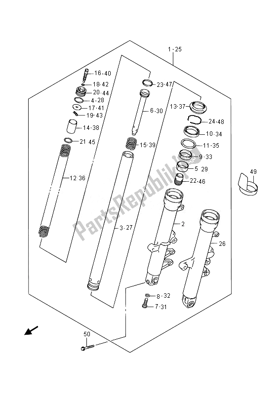 All parts for the Front Fork Damper (sfv650) of the Suzuki SFV 650A Gladius 2014