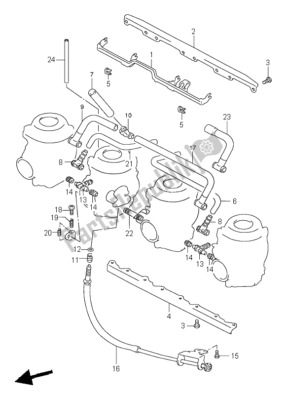 Alle onderdelen voor de Carburateur Fittingen van de Suzuki GSX R 1100W 1995