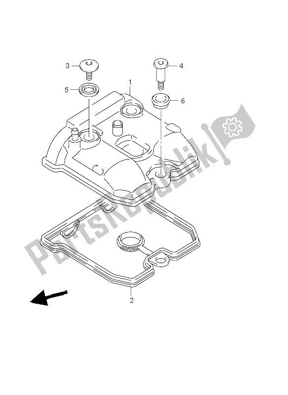 All parts for the Cylinder Head Cover of the Suzuki DR Z 400E 2003