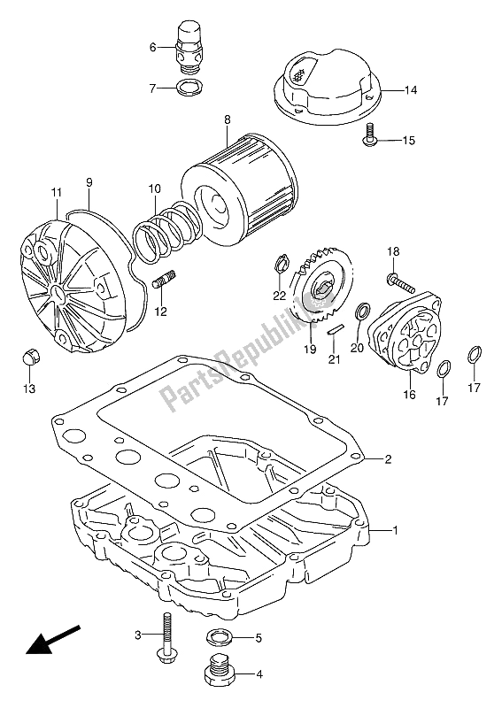 Wszystkie części do Filtr Oleju I Pompa Oleju Suzuki GS 500 EU 1992