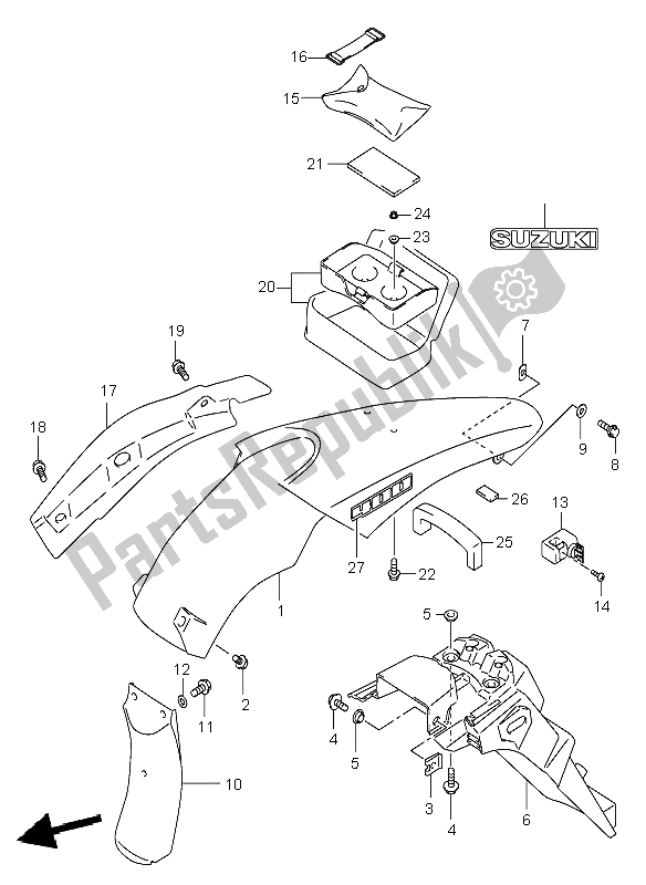 All parts for the Rear Fender (e24) of the Suzuki DR Z 400E 2003