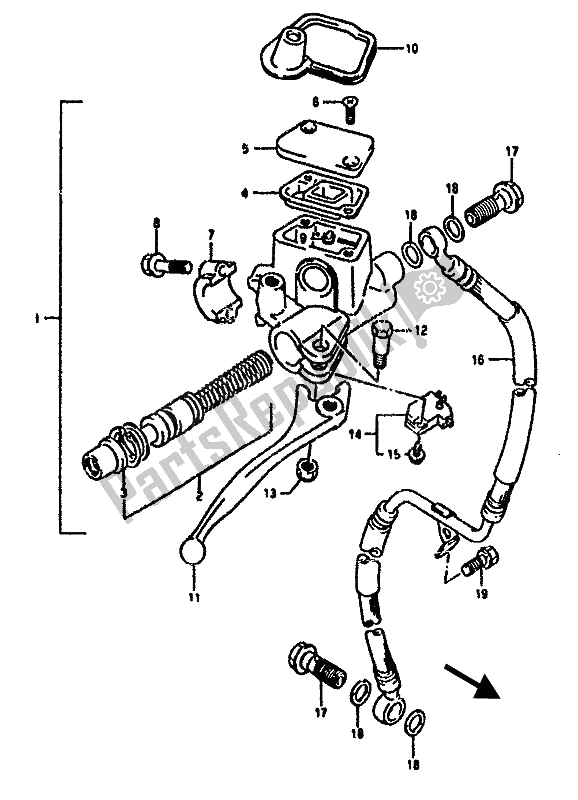 All parts for the Front Master Cylinder (p4) of the Suzuki AH 50 1992