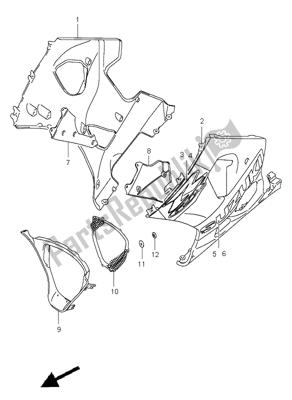 Todas as partes de Sob A Capota (gsx-r10001tx) do Suzuki GSX R 1000 2004