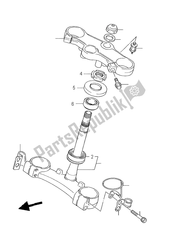 All parts for the Steering Stem of the Suzuki GSX R 750W 1995