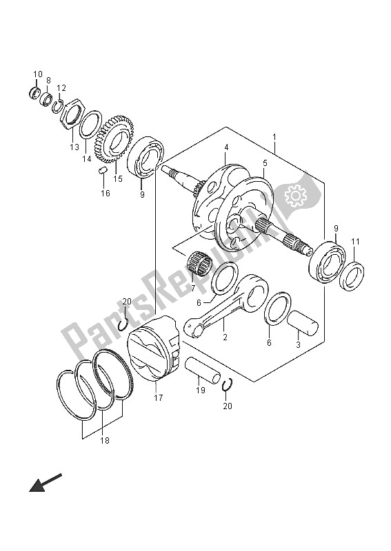 All parts for the Crankshaft of the Suzuki Burgman AN 400 ZZA 2016