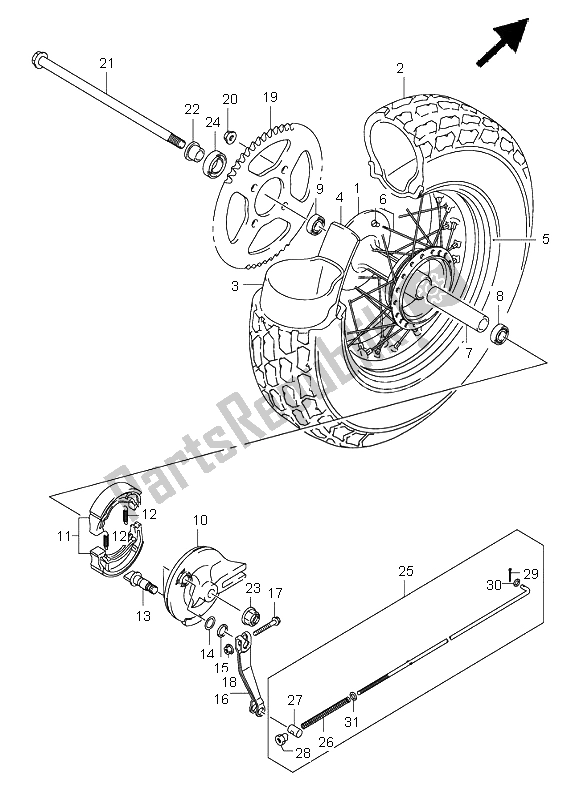 All parts for the Rear Wheel of the Suzuki RV 125 Vanvan 2003