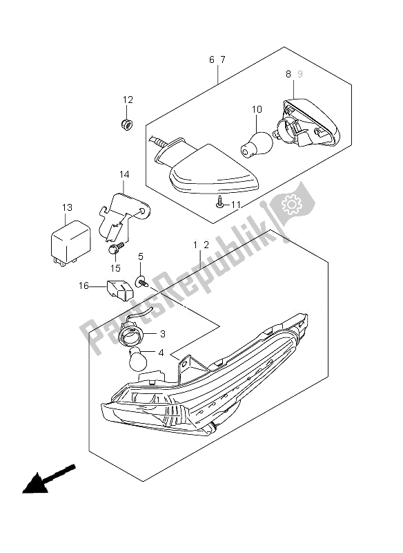 All parts for the Turnsignal Lamp of the Suzuki GSX 1300 BKA B King 2010