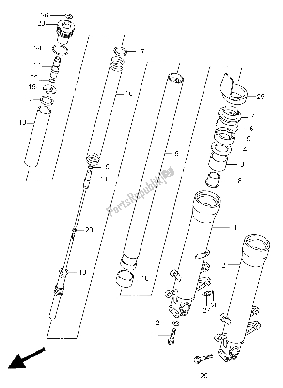 Tutte le parti per il Ammortizzatore Anteriore del Suzuki GSX R 600Z 2003