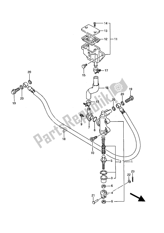 Tutte le parti per il Pompa Freno Posteriore del Suzuki GSX 1100F 1989