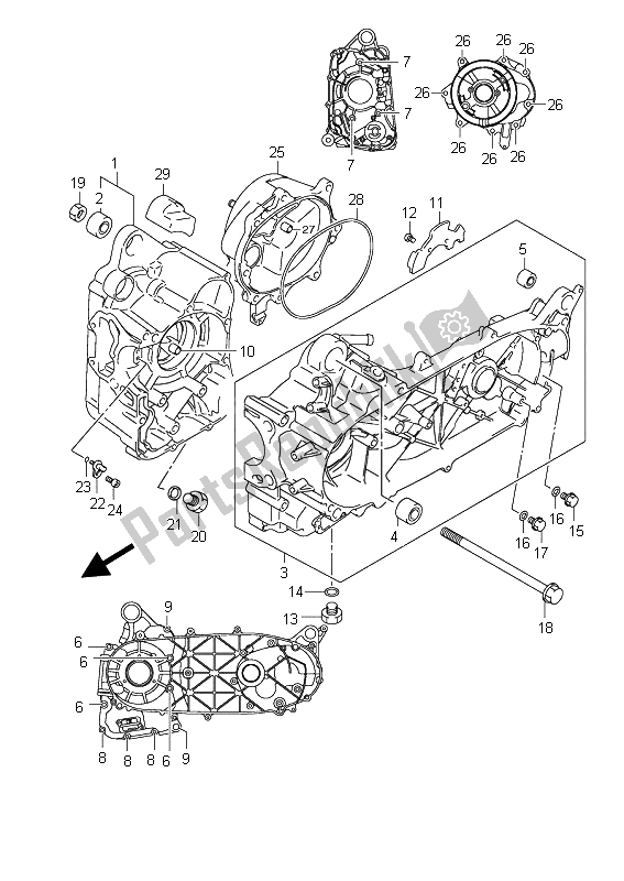 Tutte le parti per il Carter del Suzuki UH 125 Burgman 2011