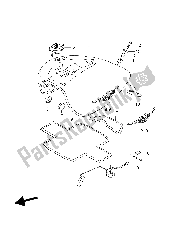 All parts for the Fuel Tank of the Suzuki C 800 VL 2009