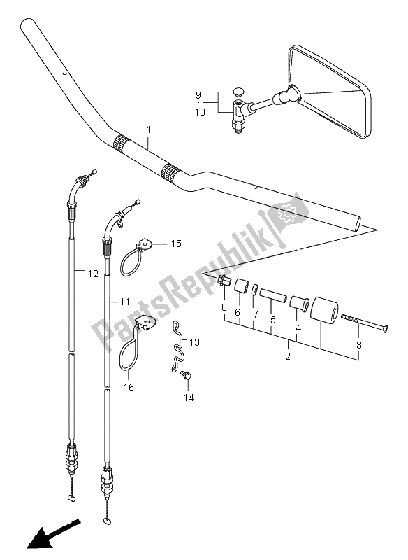 Tutte le parti per il Manubrio (sv1000-u1-u2) del Suzuki SV 1000 NS 2005