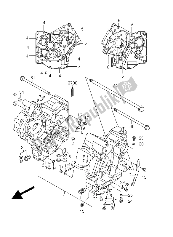 All parts for the Crankcase of the Suzuki DL 650A V Strom 2011