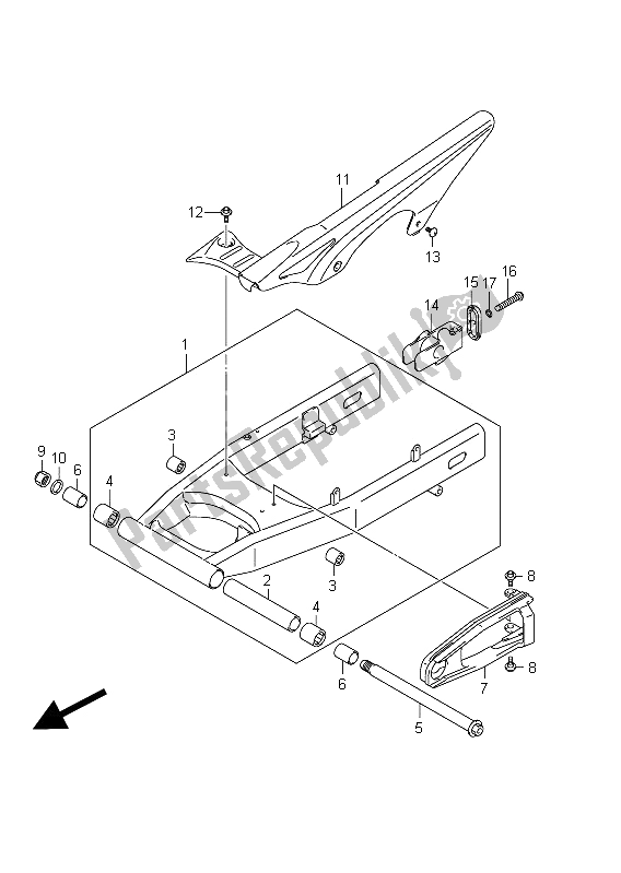 Tutte le parti per il Braccio Oscillante Posteriore del Suzuki SFV 650A Gladius 2011