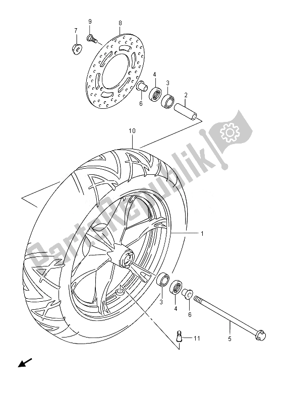 Tutte le parti per il Ruota Anteriore (uh125 E02) del Suzuki UH 125A Burgman 2014