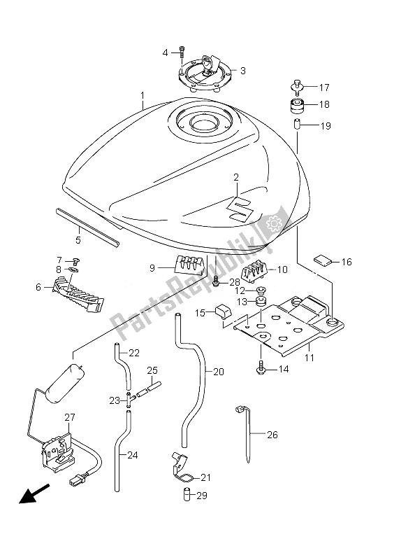 Tutte le parti per il Serbatoio Di Carburante del Suzuki GSX 1250 FA 2010