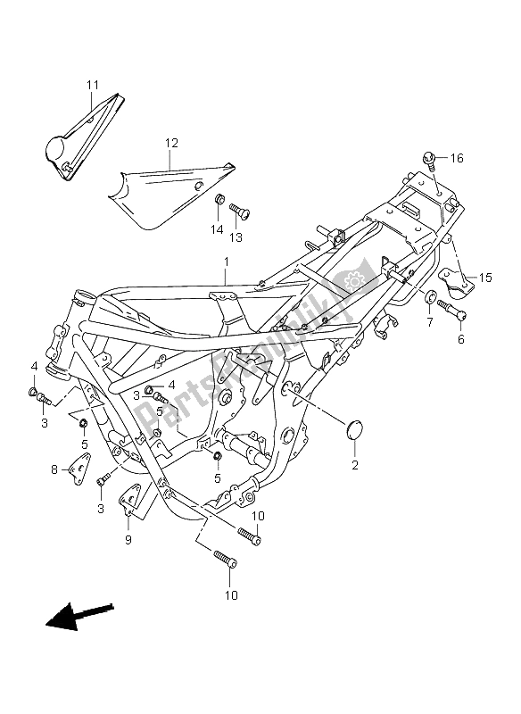 All parts for the Frame (gsf600-s) of the Suzuki GSF 600 NSZ Bandit 2004