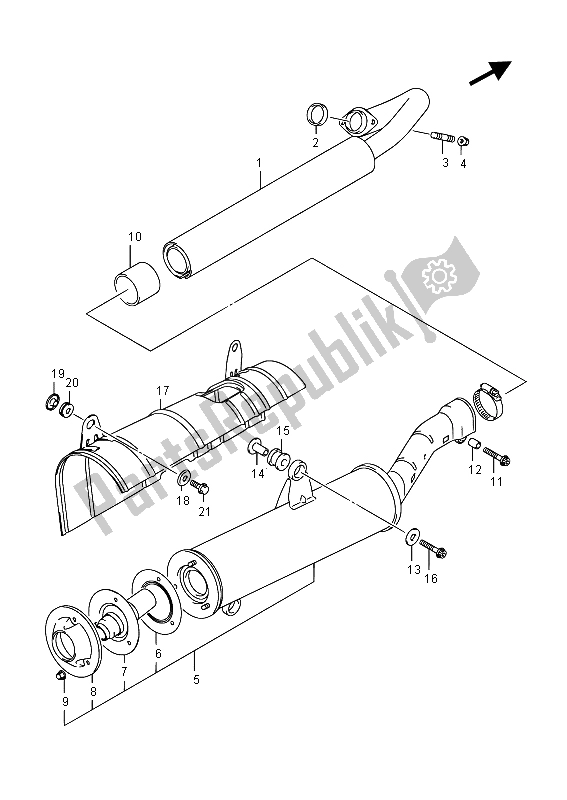 All parts for the Muffler of the Suzuki LT A 500 XPZ Kingquad AXI 4X4 2015