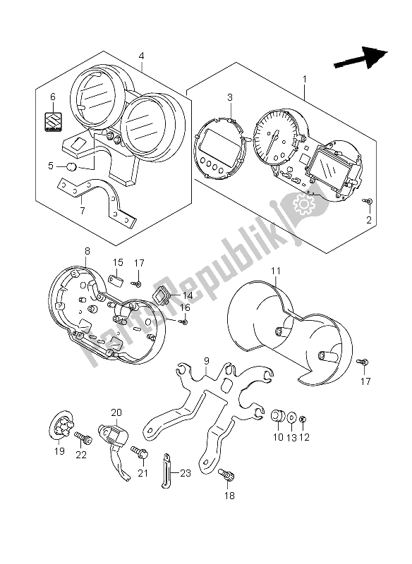 All parts for the Speedometer (gsf1250) of the Suzuki GSF 1250 Nassa Bandit 2009