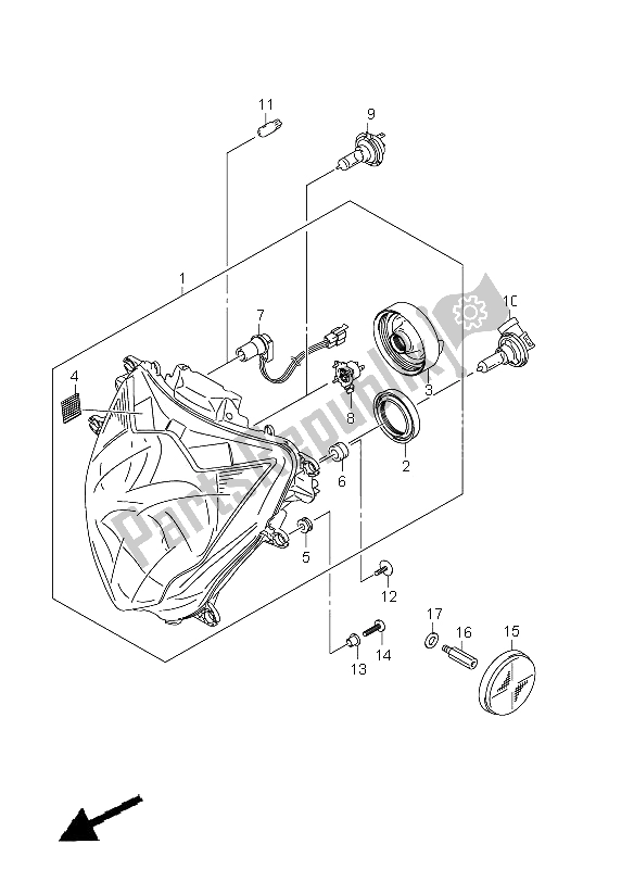 Toutes les pièces pour le Lampe Frontale (gsx-r600 E24) du Suzuki GSX R 600 2011