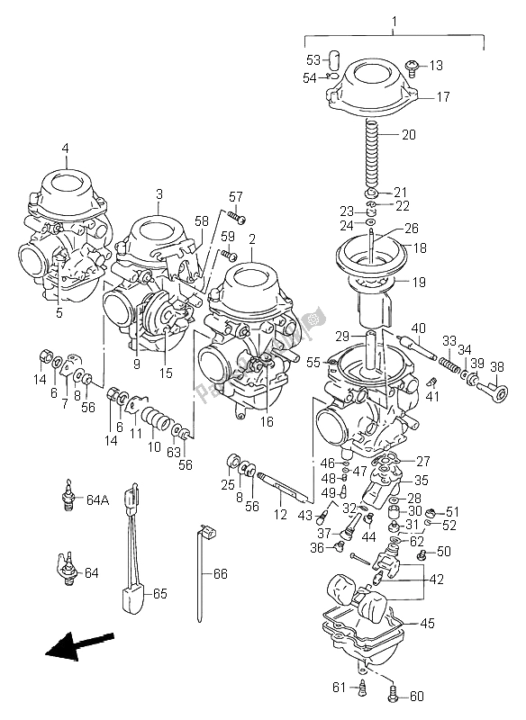 Alle onderdelen voor de Carburator van de Suzuki RF 900R 1997