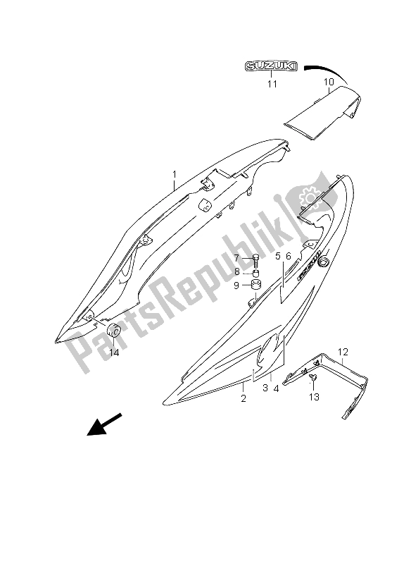 All parts for the Frame Cover of the Suzuki GS 500 2003