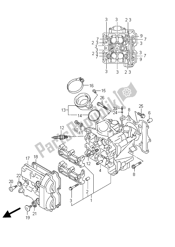 All parts for the Cylinder Head (front) of the Suzuki SFV 650A Gladius 2011