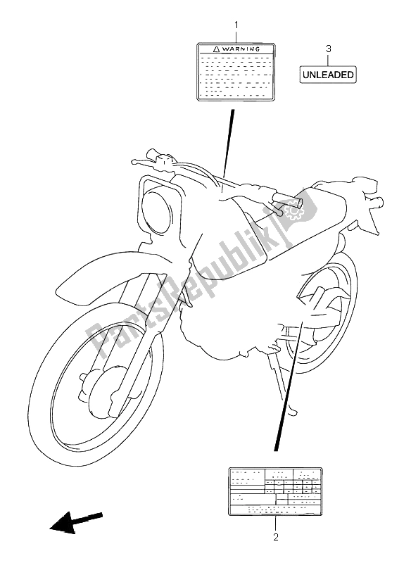 Alle onderdelen voor de Etiket van de Suzuki DR 125 SE 2000