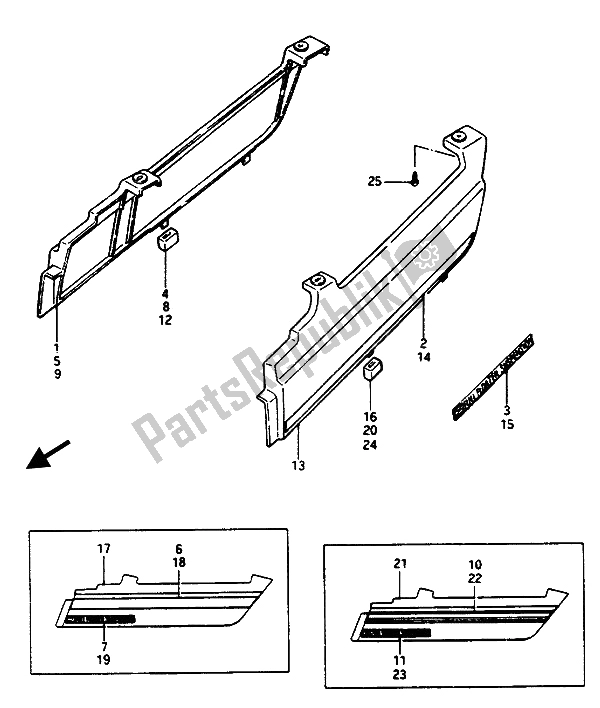 All parts for the Seat Molding of the Suzuki GSX 1100 1150 Eesef 1985