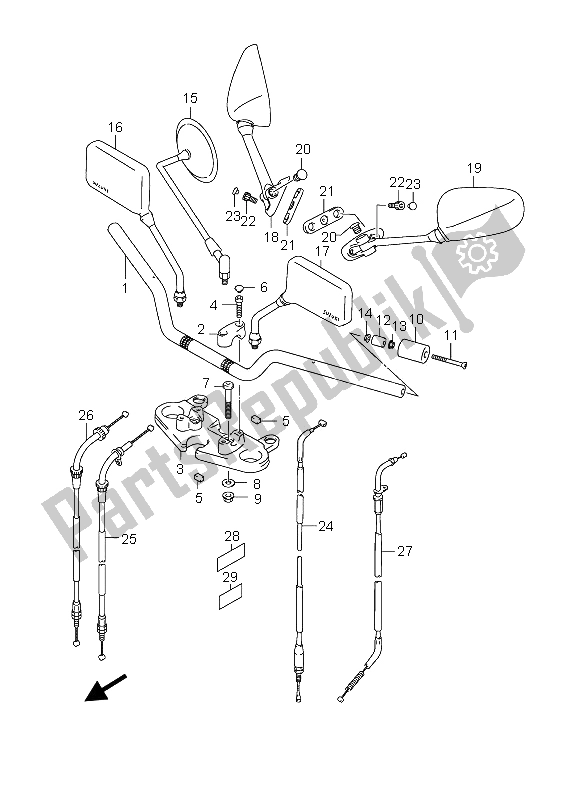 All parts for the Handlebar of the Suzuki GS 500 EF 2005