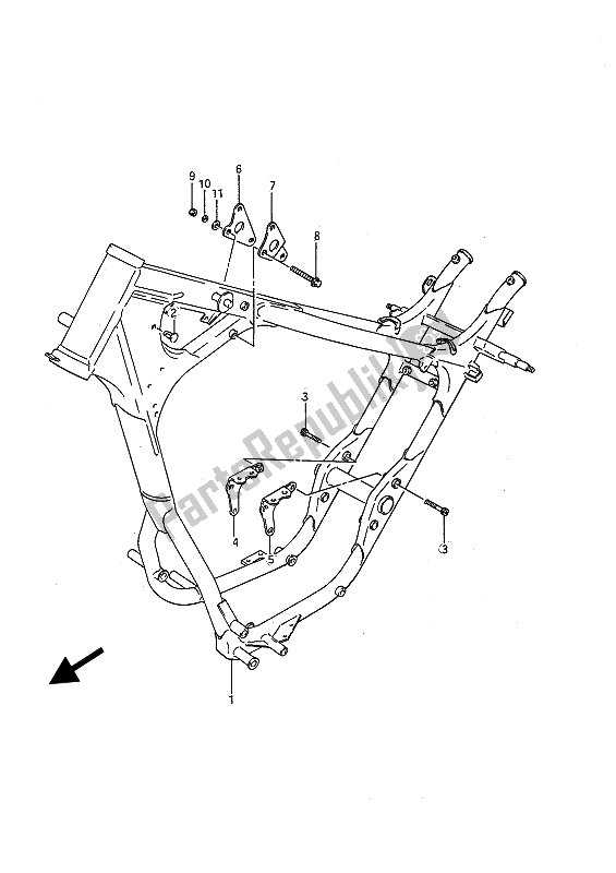 All parts for the Frame of the Suzuki LS 650P Savage 1991