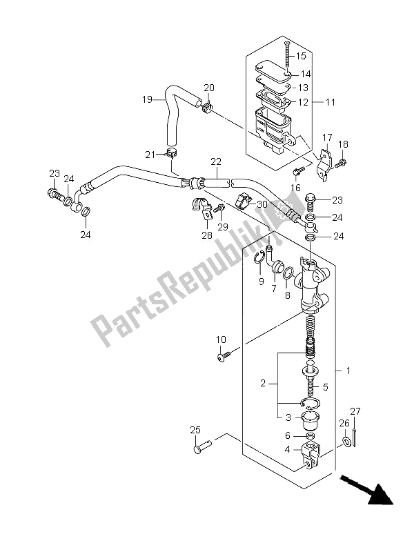 Tutte le parti per il Pompa Freno Posteriore del Suzuki GSX R 600 2010