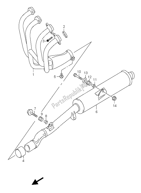 All parts for the Muffler of the Suzuki GSX 600F 2004