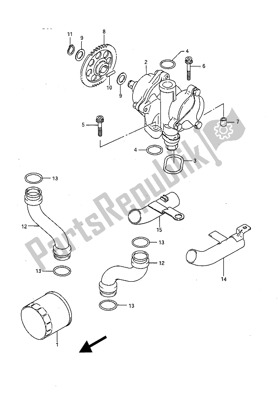 All parts for the Oil Pump of the Suzuki GSX R 750 1991