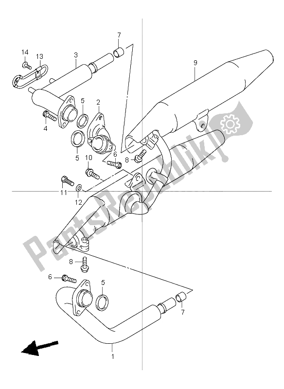 All parts for the Muffler of the Suzuki VL 125 Intruder 2004